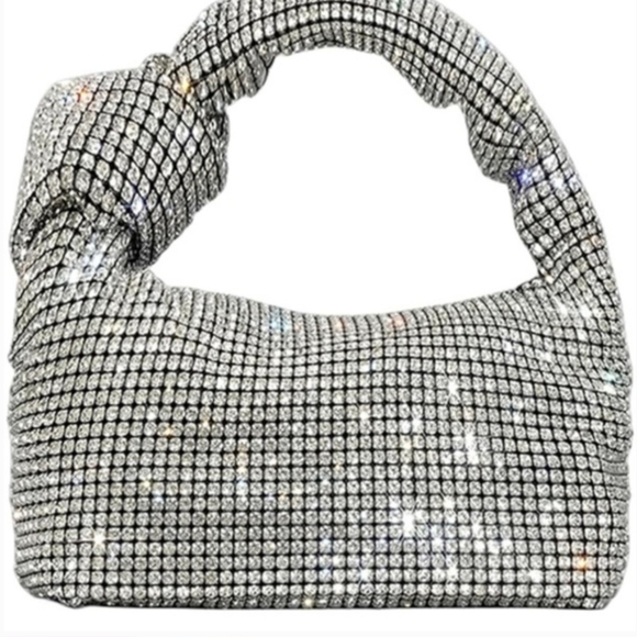 New Madison West Crystal Rhinestone Knotted Handle Handbag - Picture 3 of 14